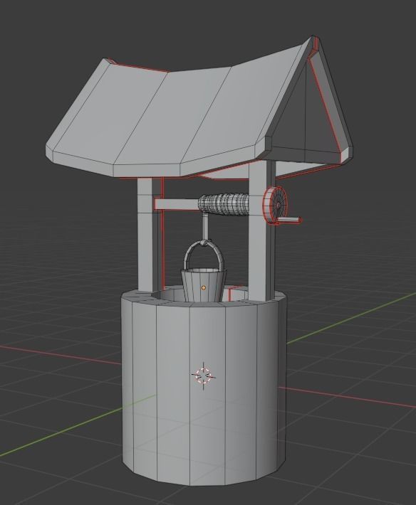 Medieval Well Low-poly 3D model_1