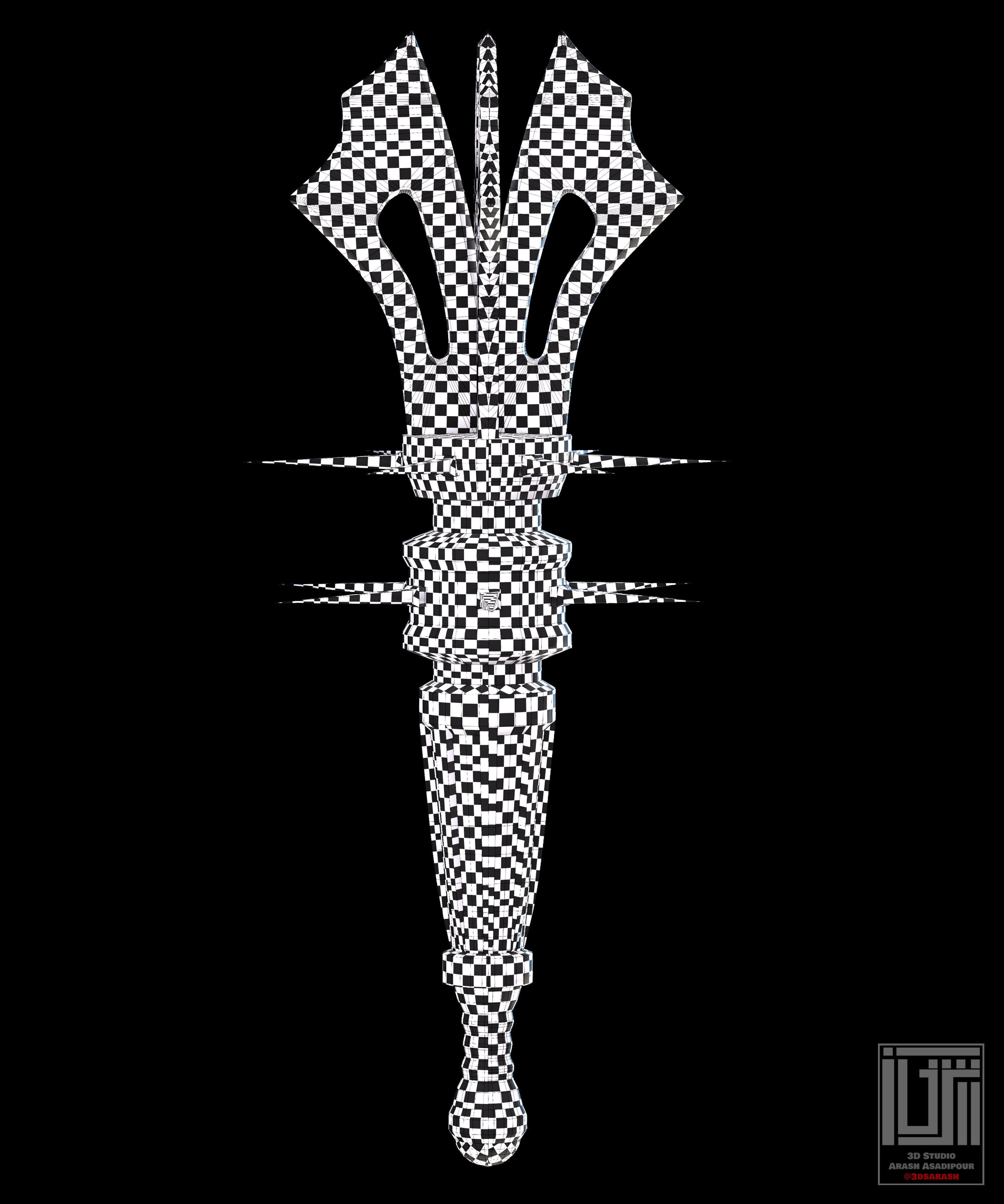 Mace X adamantium sword Low-poly 3D model_6