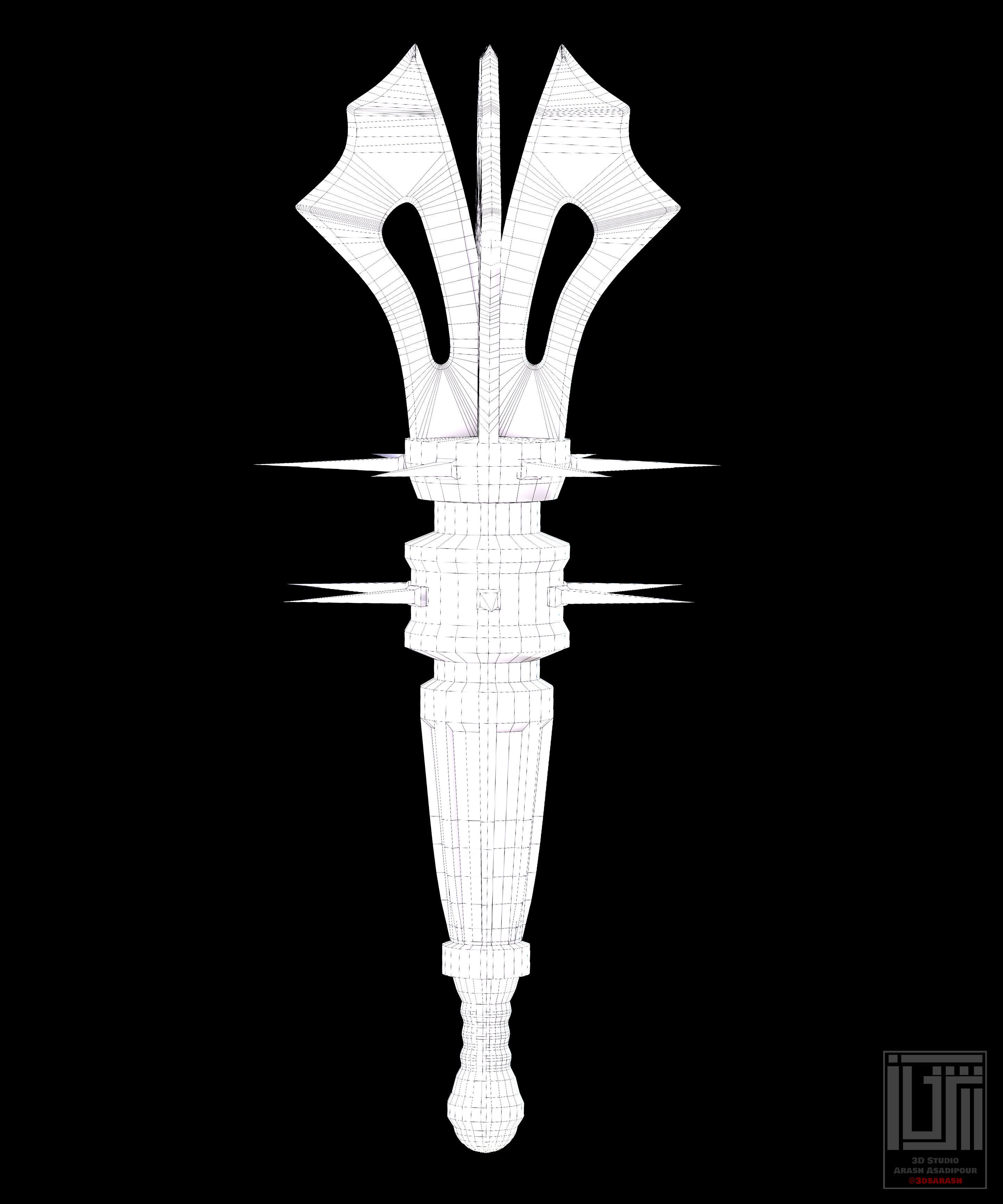 Mace X adamantium sword Low-poly 3D model_5