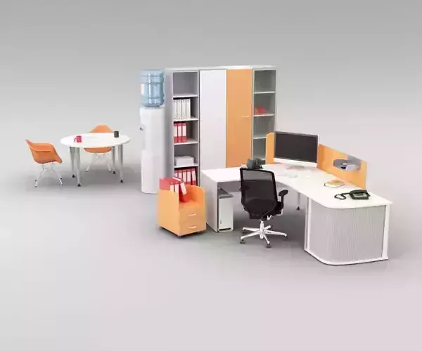 Modern Office Set Table Chair Shelf