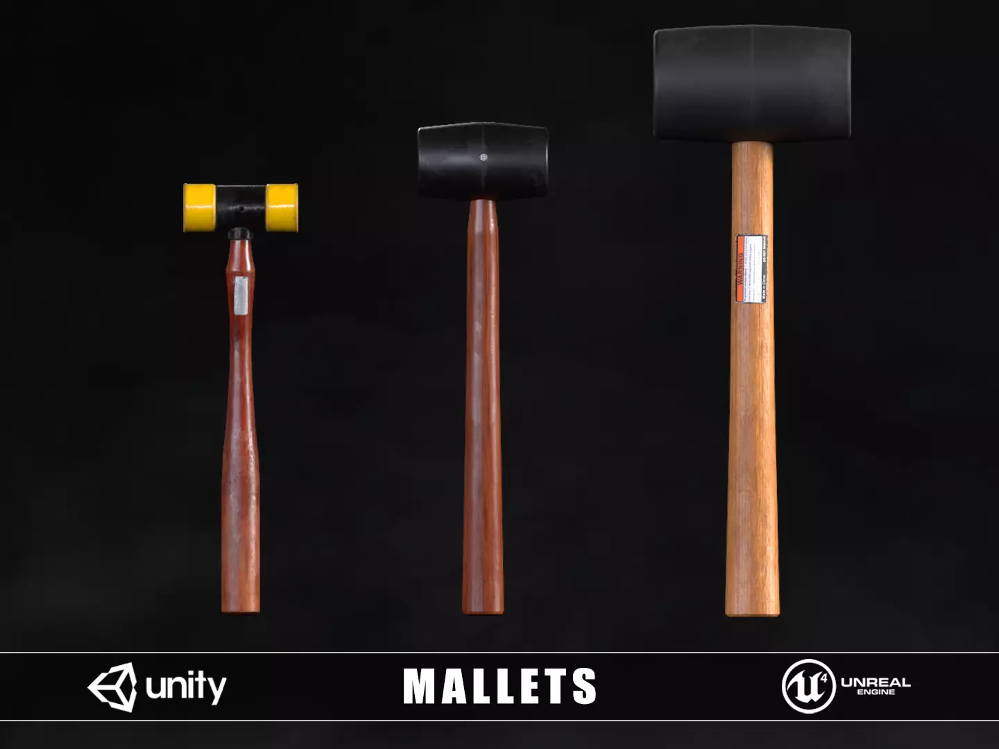 Mallets Low-poly 3D model_0