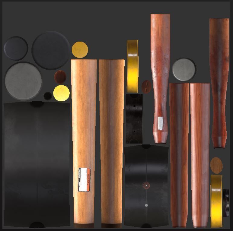 Mallets Low-poly 3D model_5