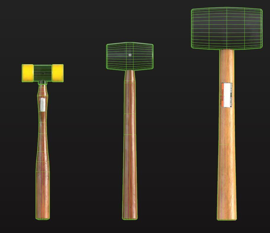 Mallets Low-poly 3D model_3