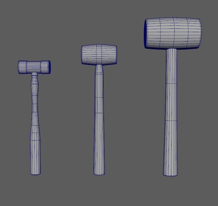 Mallets Low-poly 3D model_4
