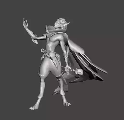 Rakan 3D Model character wearing cape and holding sword