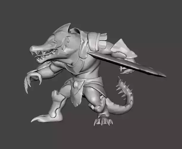 Renekton 3D Model alligator holding sword
