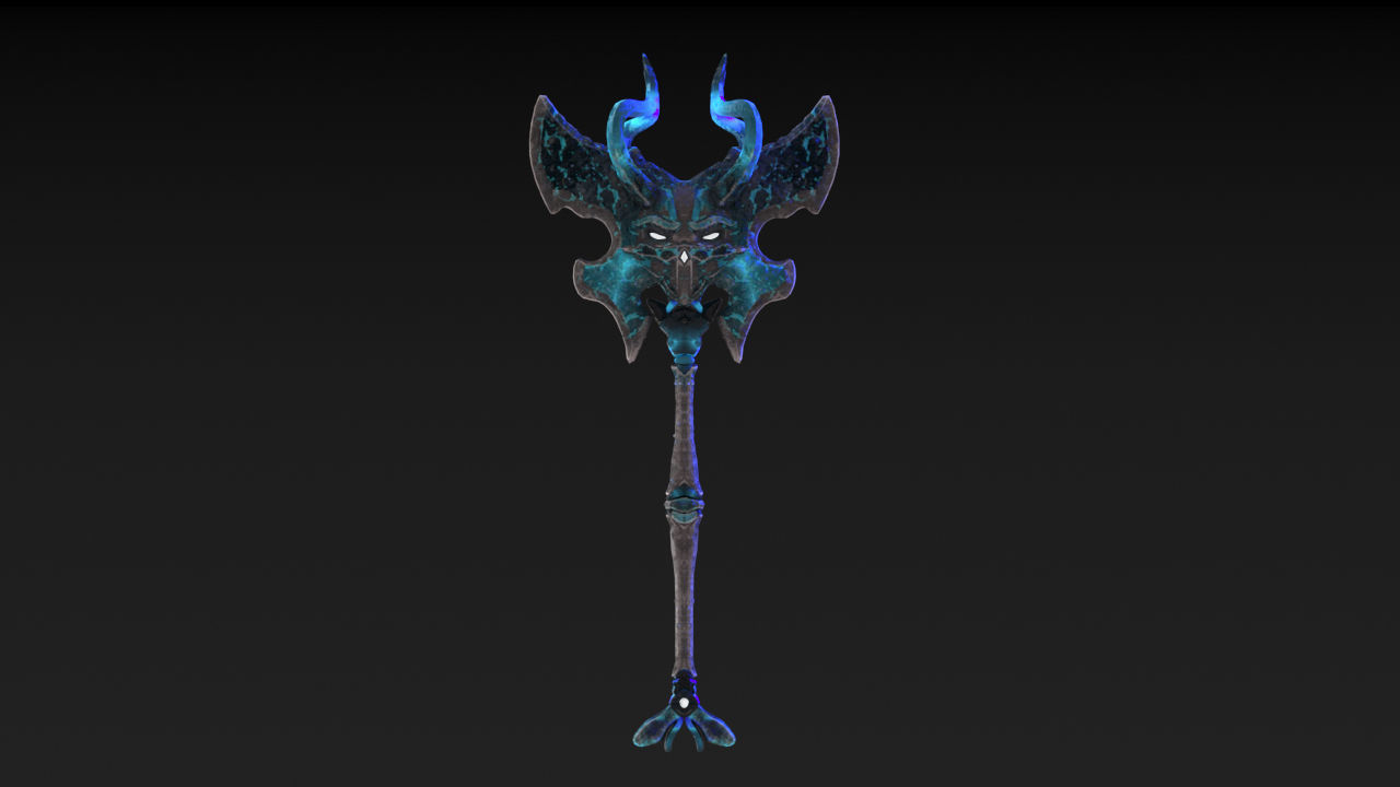 Viking Axe Skull Low-poly 3D model_19