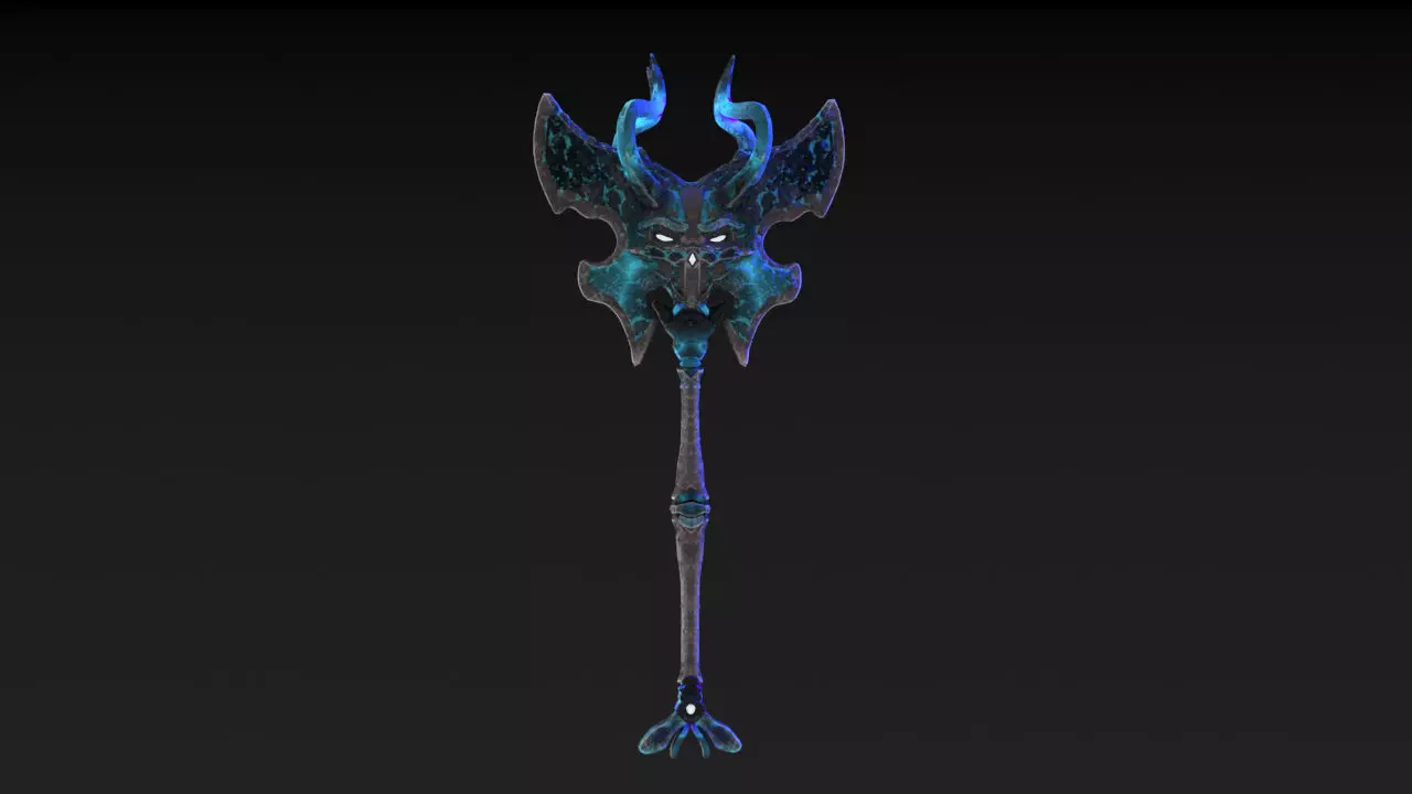 Viking Axe Skull Low-poly 3D model_0