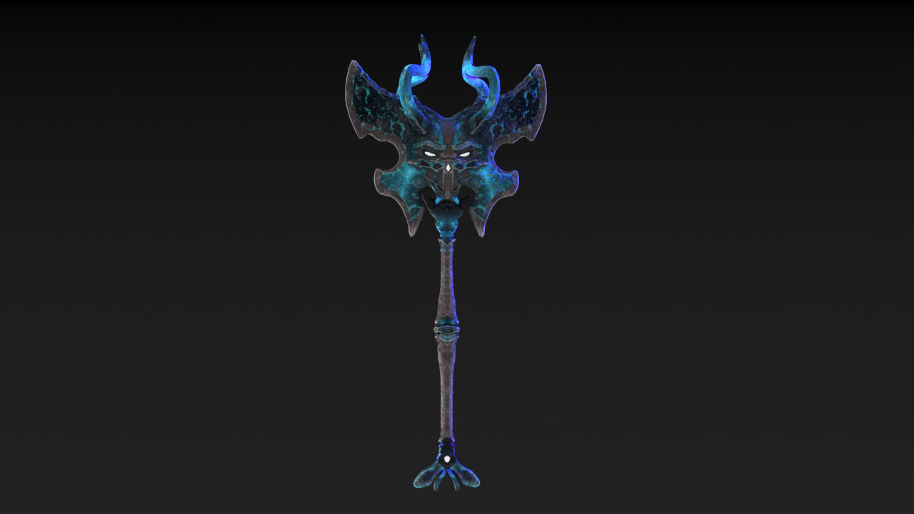 Viking Axe Skull Low-poly 3D model_2