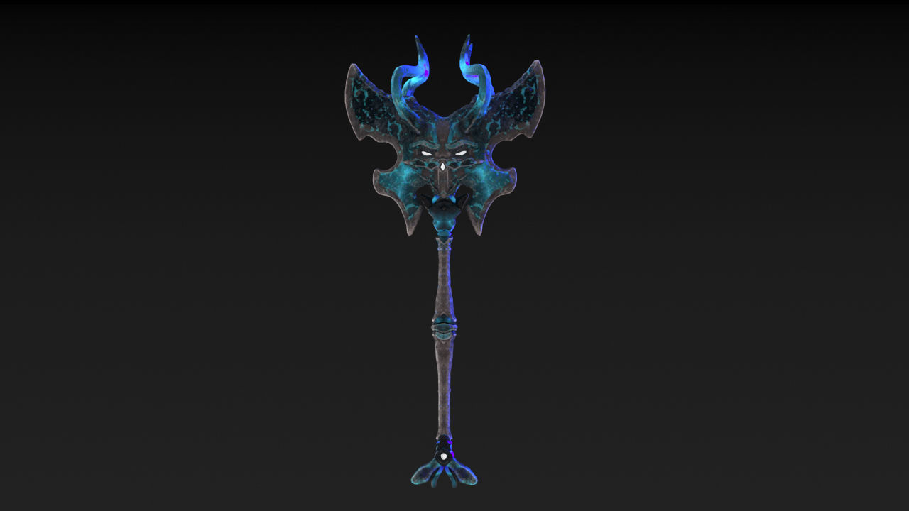 Viking Axe Skull Low-poly 3D model_36