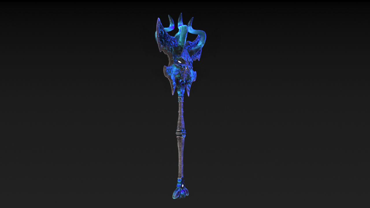 Viking Axe Skull Low-poly 3D model_7