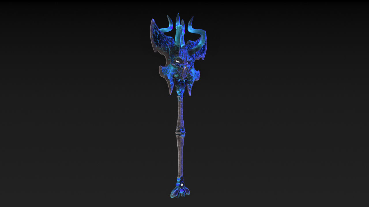 Viking Axe Skull Low-poly 3D model_6