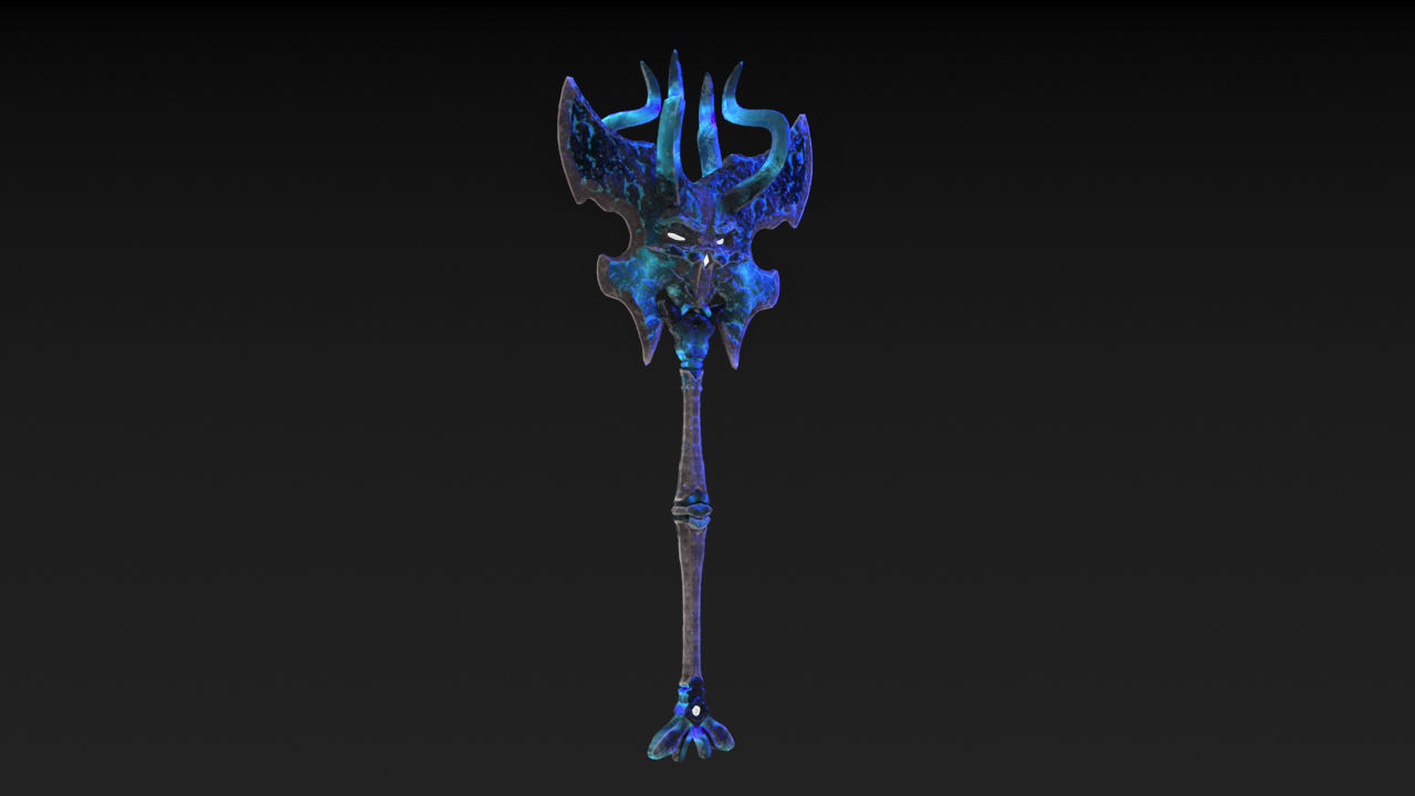 Viking Axe Skull Low-poly 3D model_5