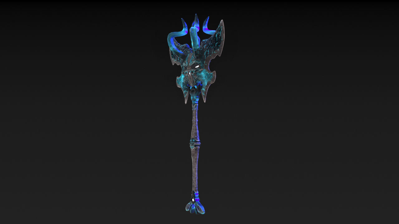 Viking Axe Skull Low-poly 3D model_14