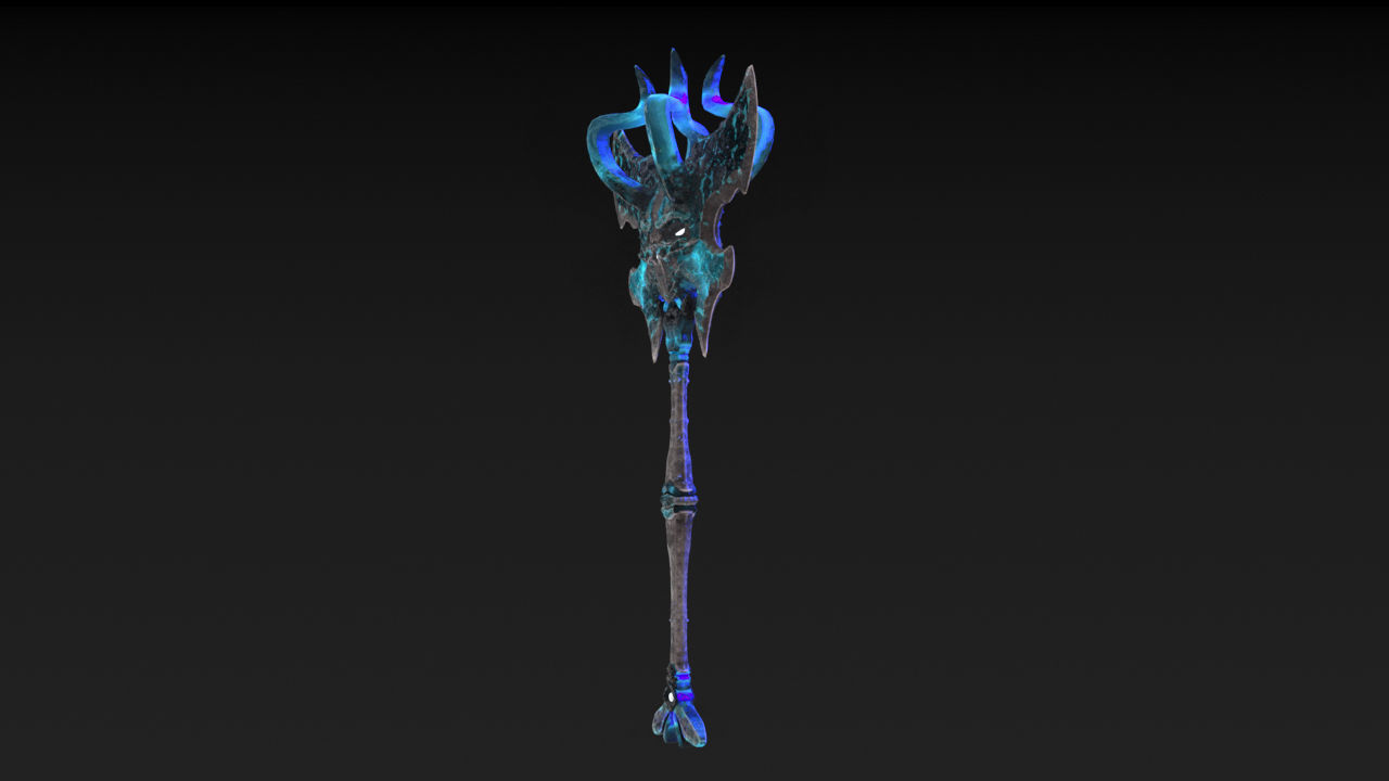 Viking Axe Skull Low-poly 3D model_13