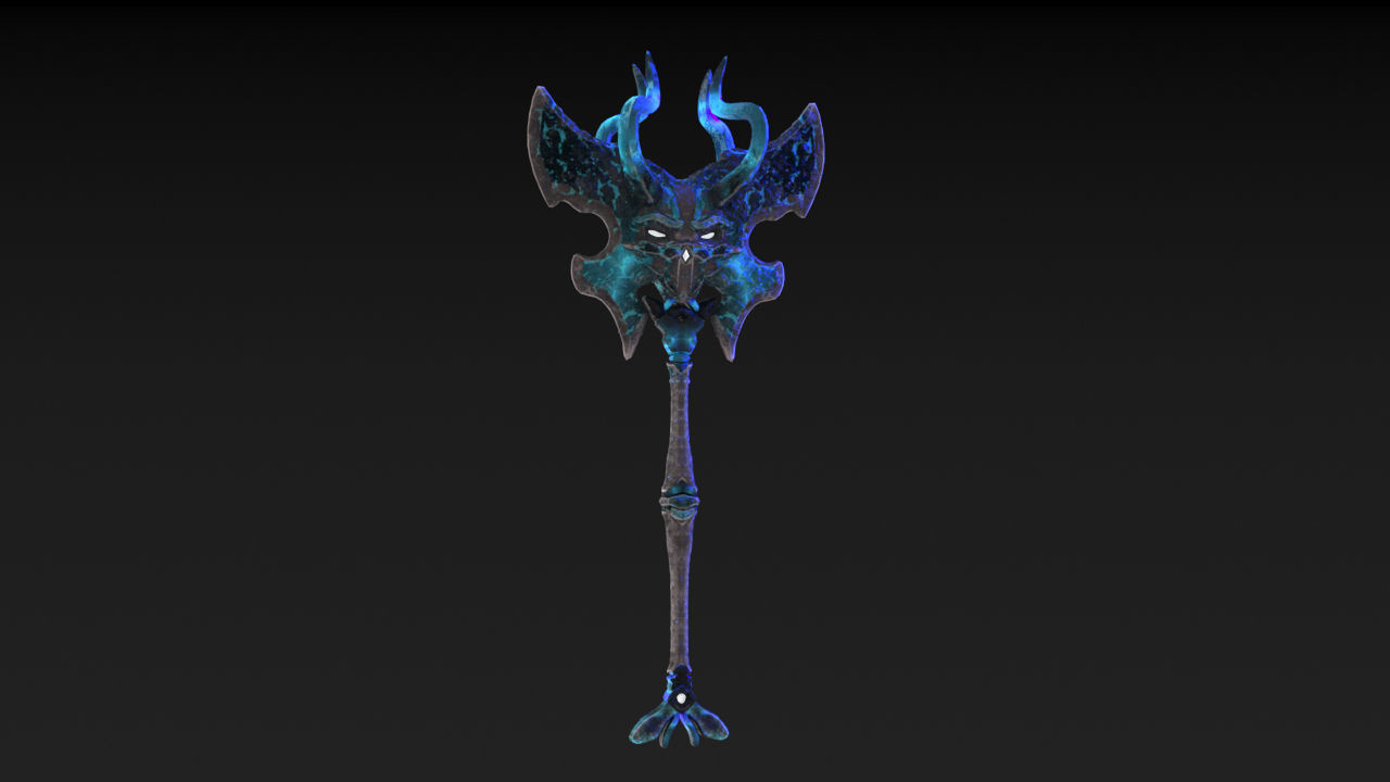 Viking Axe Skull Low-poly 3D model_3