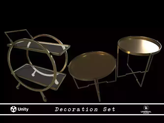 Architectural Deco Set - Cart and Table 