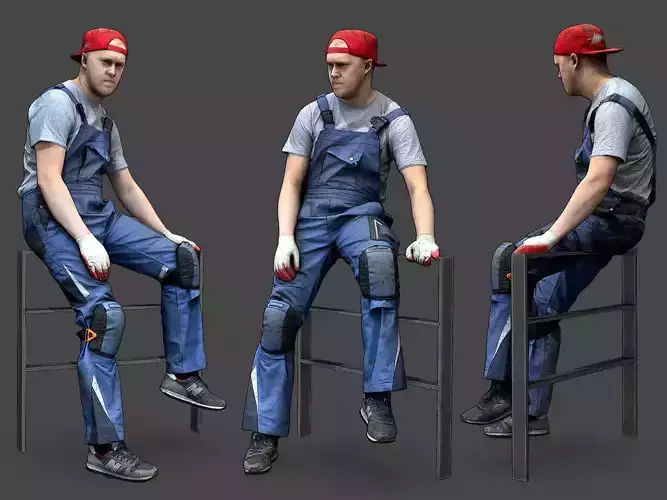 Stylized Car Mechanic Character 3D model
