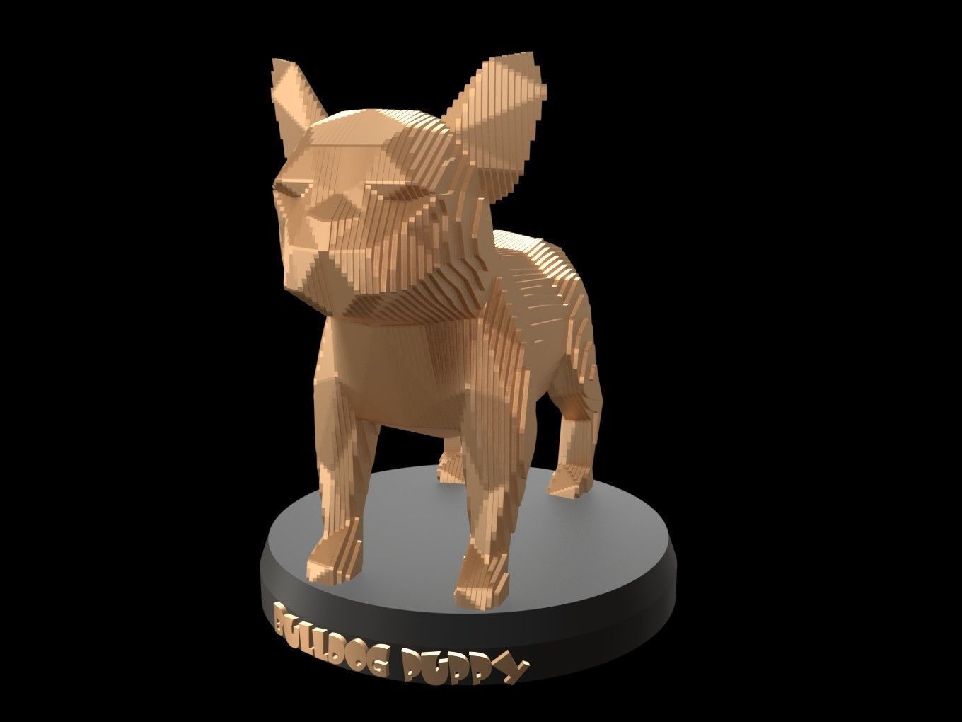 Parametric French Bulldog Puppy Low-poly 3D model_5