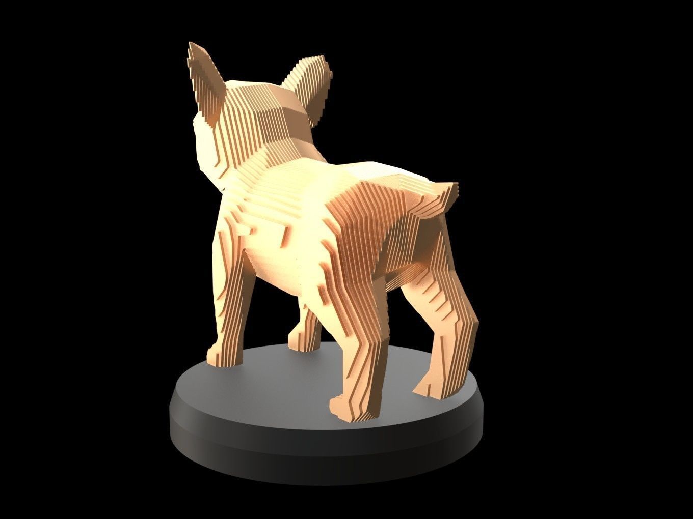 Parametric French Bulldog Puppy Low-poly 3D model_3