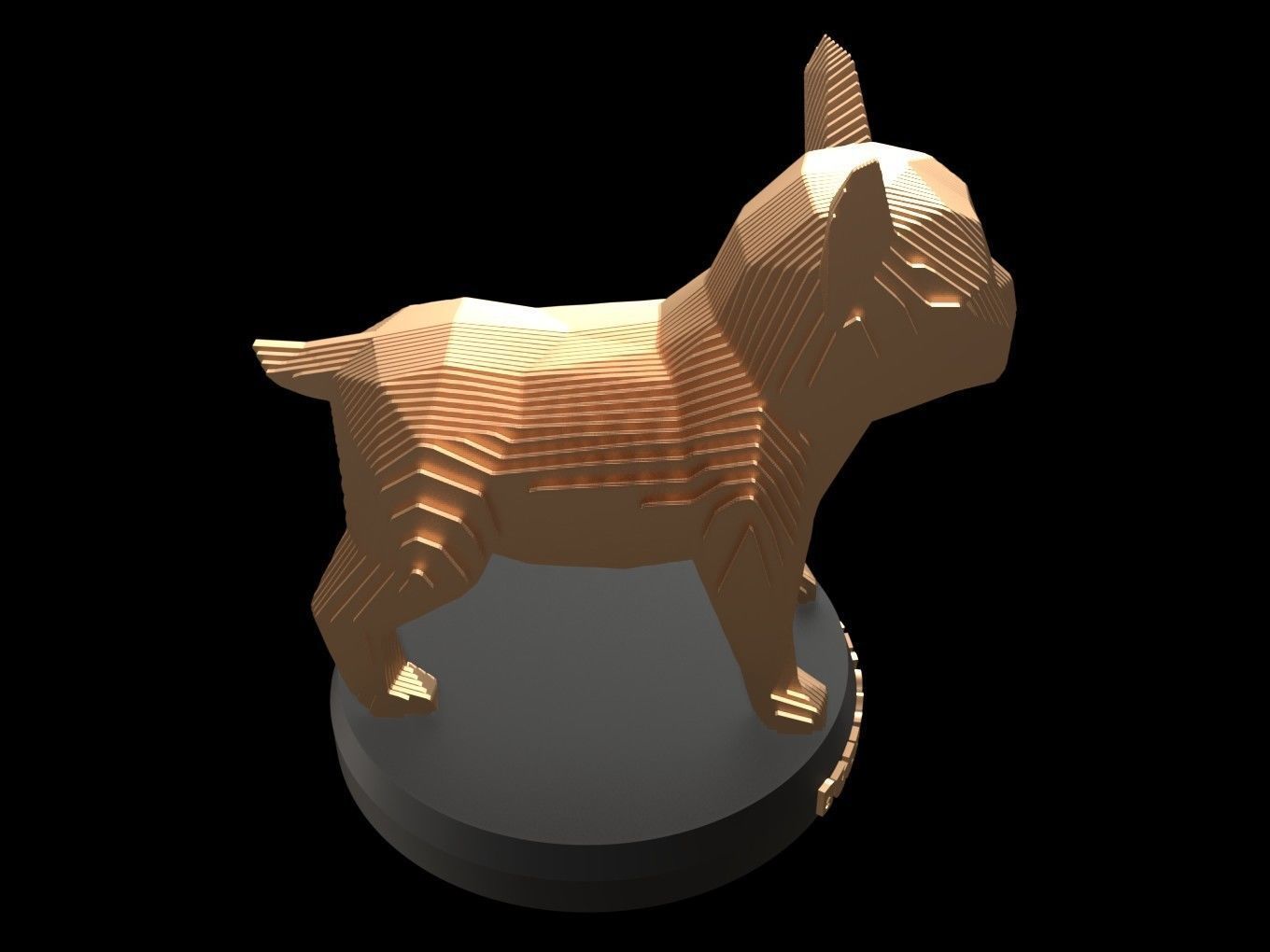 Parametric French Bulldog Puppy Low-poly 3D model_1