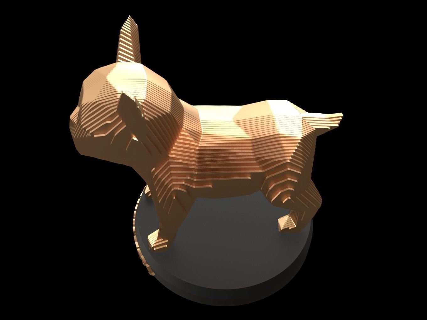Parametric French Bulldog Puppy Low-poly 3D model_4