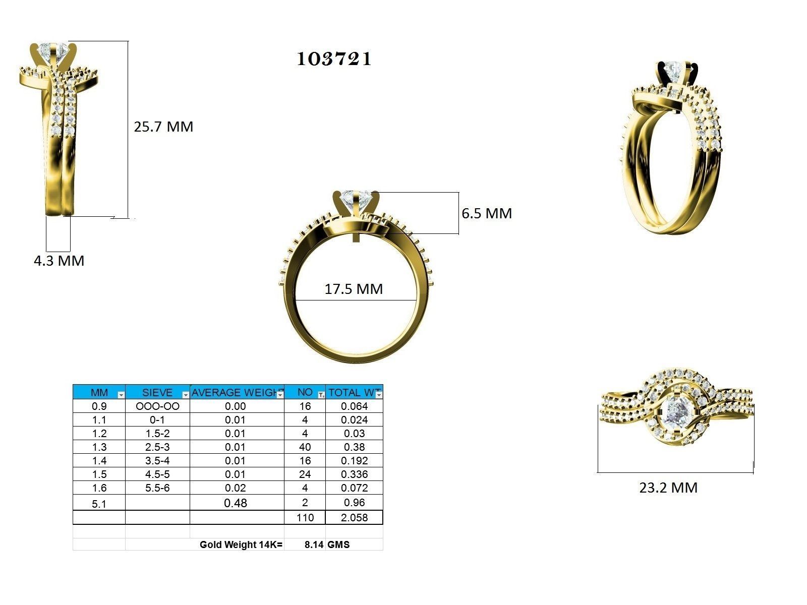 Solitaire Halo Ring - 103721 3D print model_12