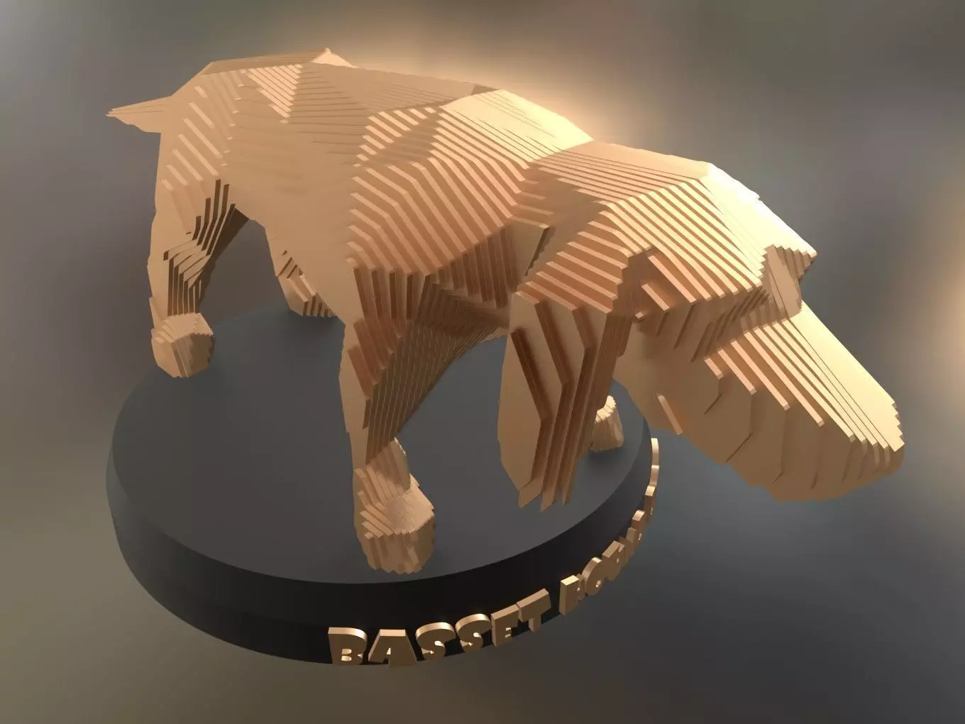 Parametric Asia Basset Hound Dog Low-poly 3D model_0