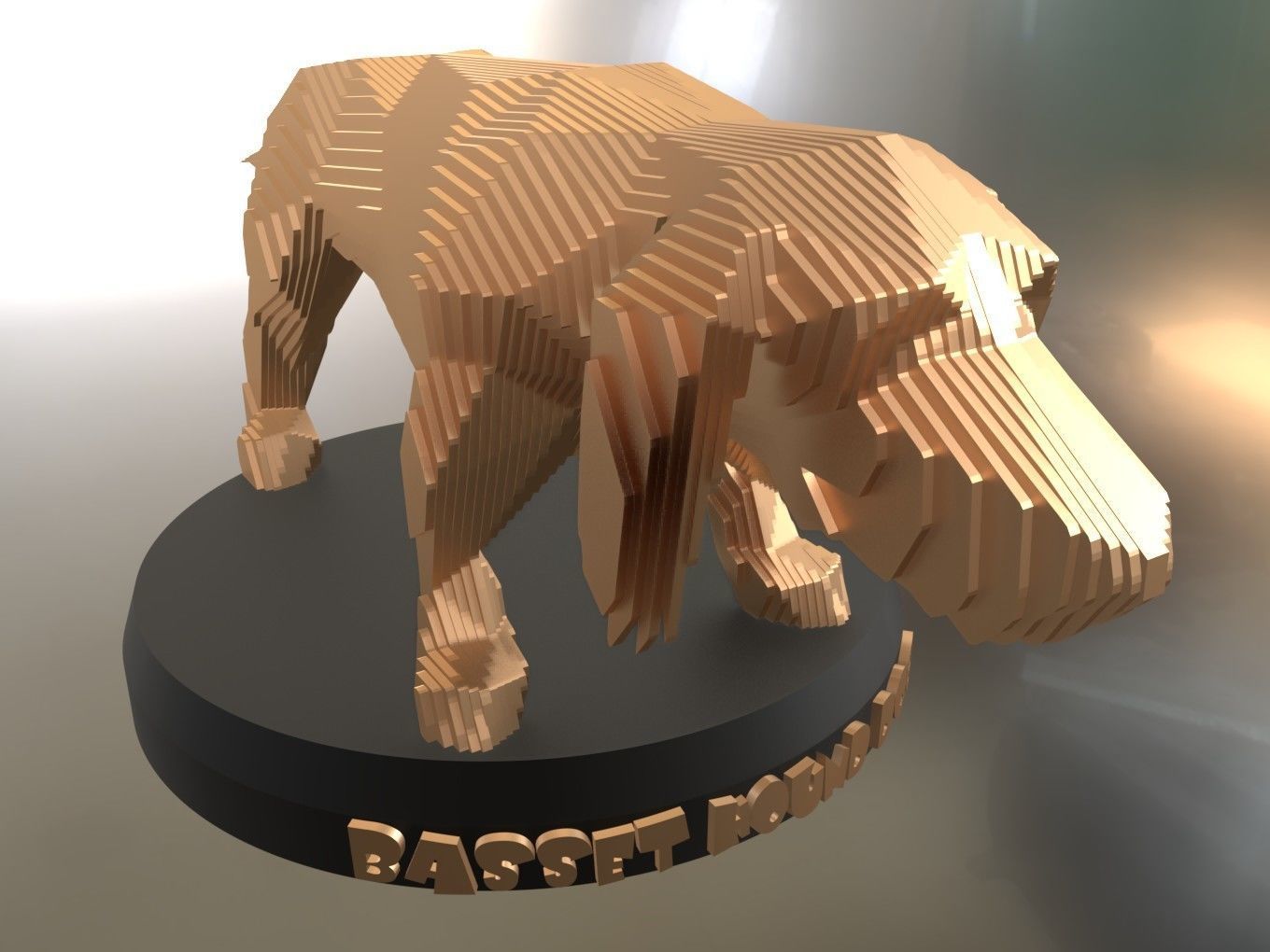 Parametric Asia Basset Hound Dog Low-poly 3D model_1