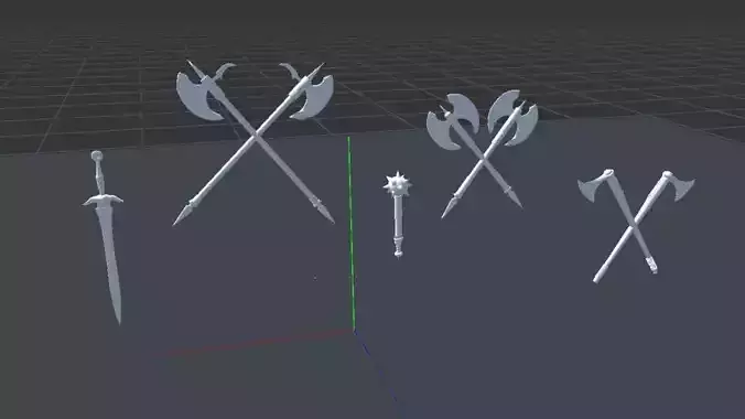 Weopon swords and axes 3D model