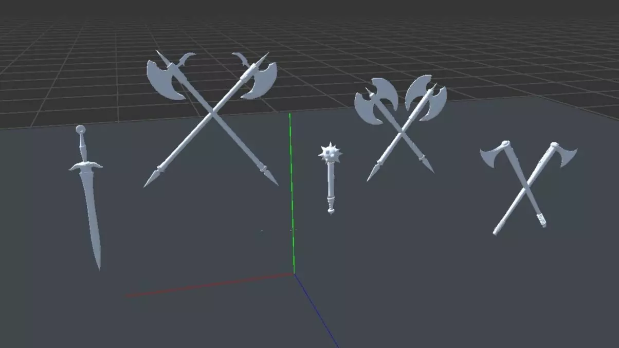 Weopon swords and axes 3D model_0