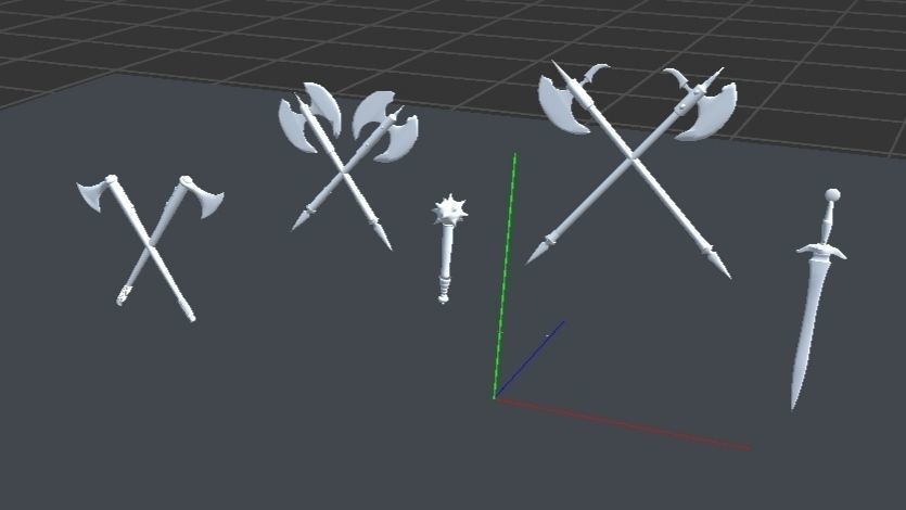 Weopon swords and axes 3D model_1
