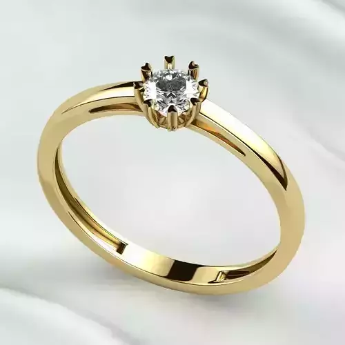 4mm Gemstone Gold Ring Heart-Shaped Prongs