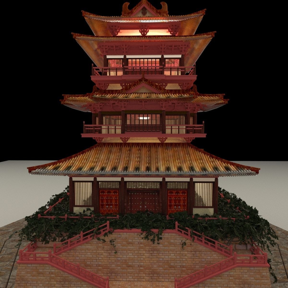 Chinese ancient tower 3D model_4