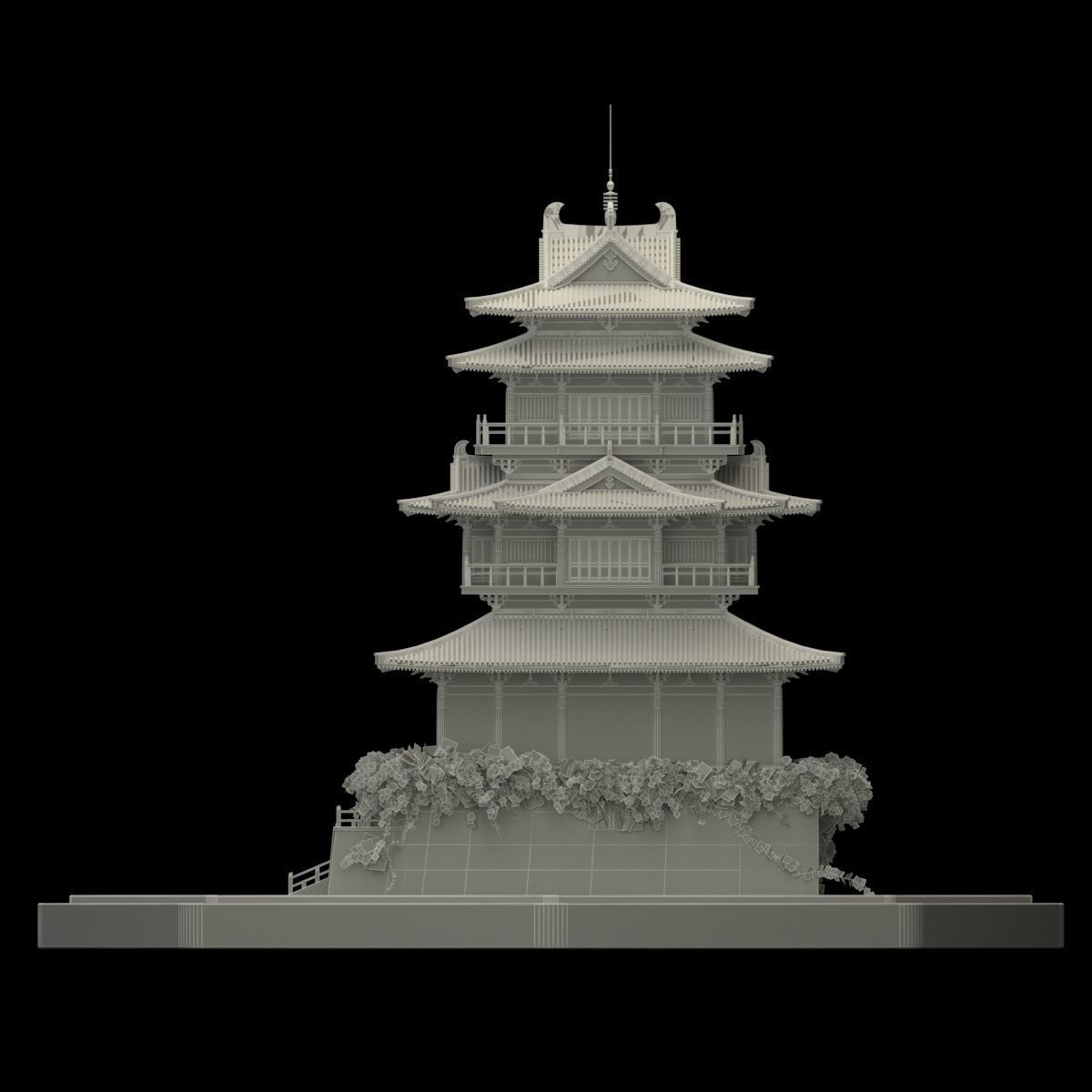 Chinese ancient tower 3D model_5