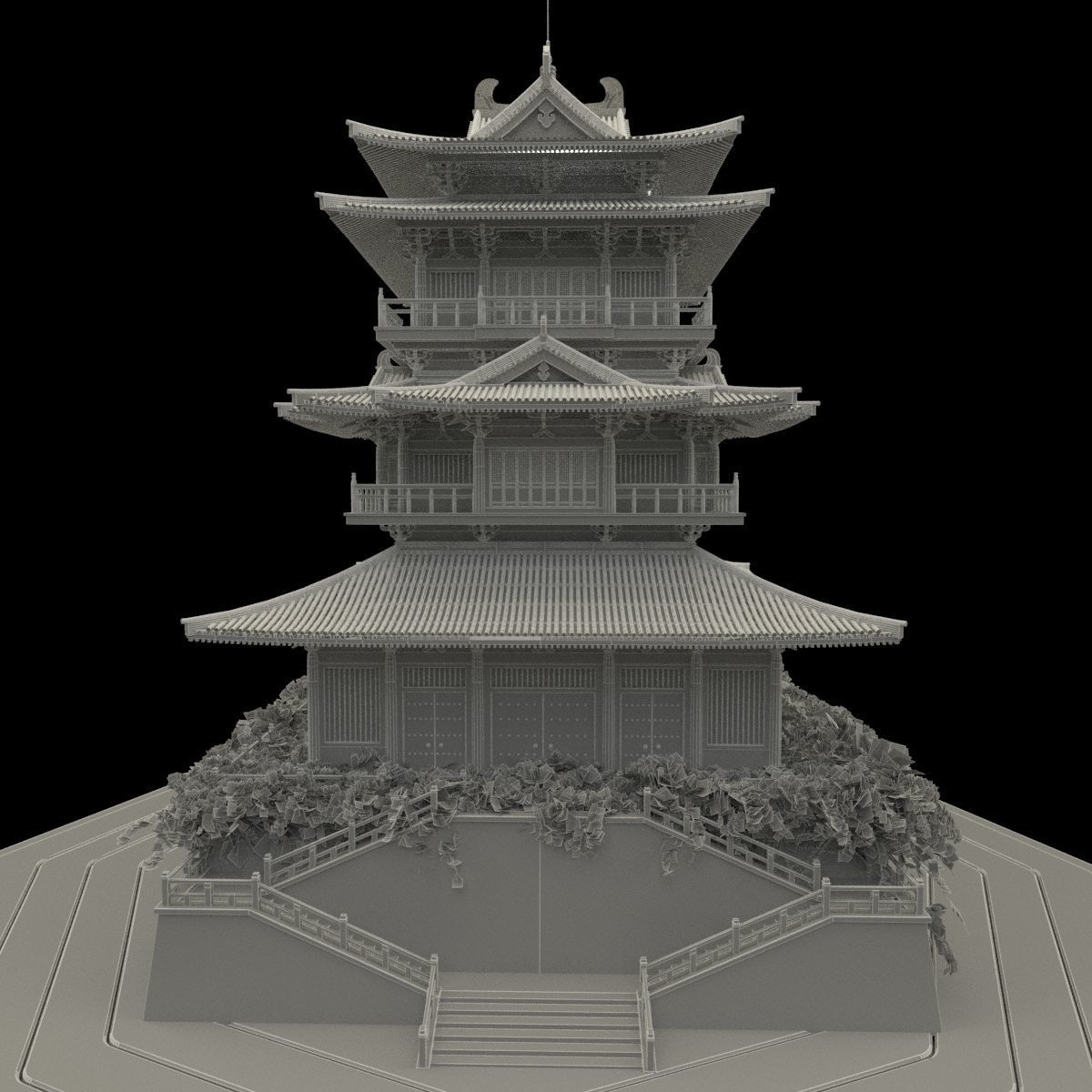 Chinese ancient tower 3D model_7