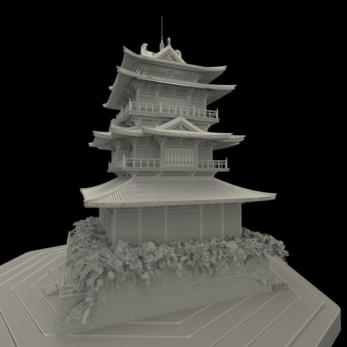 Chinese ancient tower 3D model_6