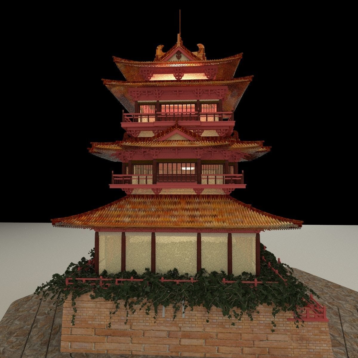 Chinese ancient tower 3D model_1
