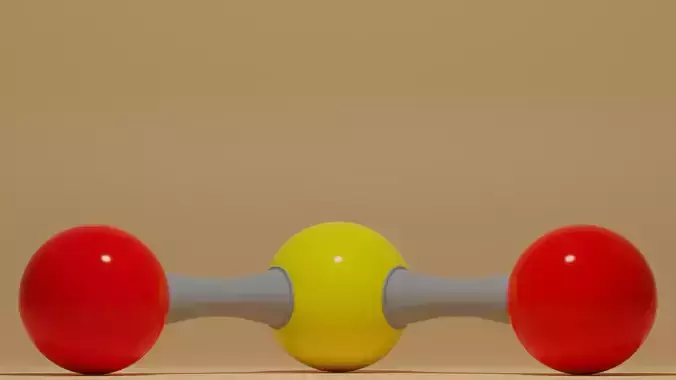 Sulfur Dioxide Molecule SO2 Low-poly 3D model