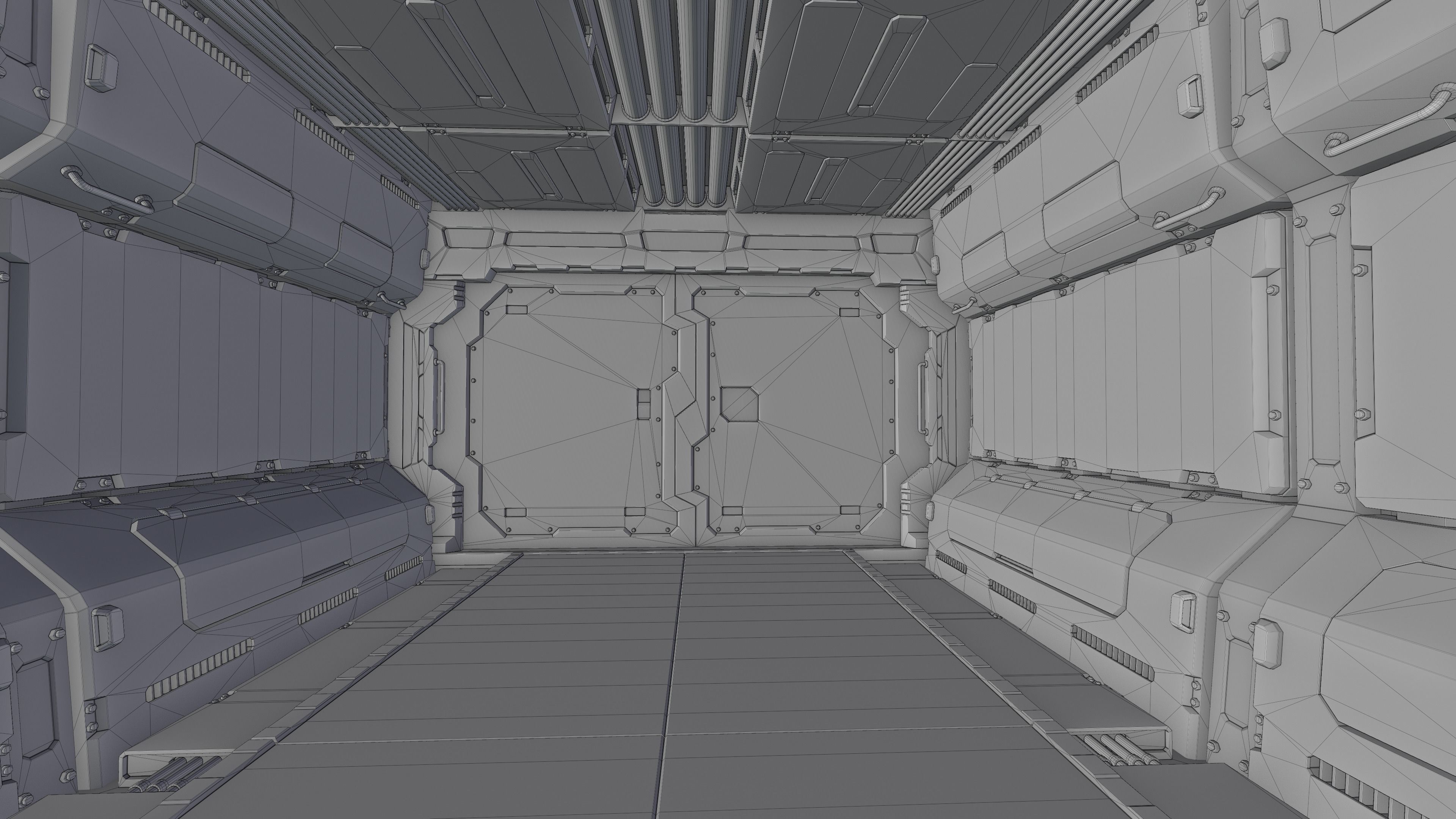 Sci-Fi Corridor 001 Concept Low-poly 3D model_16