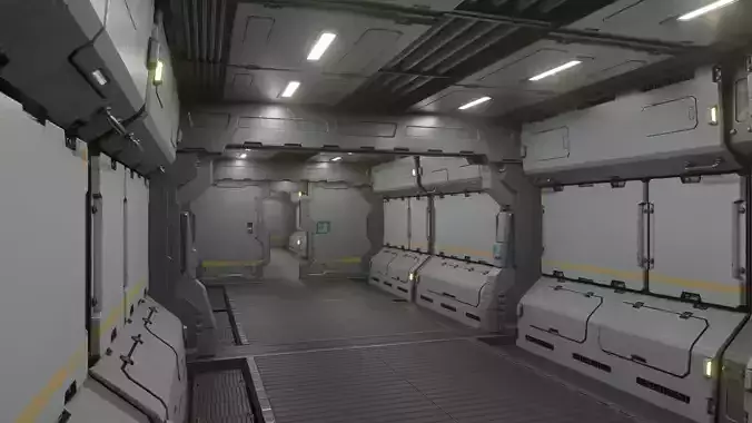 Sci-Fi Corridor 001 Concept Low-poly 3D model