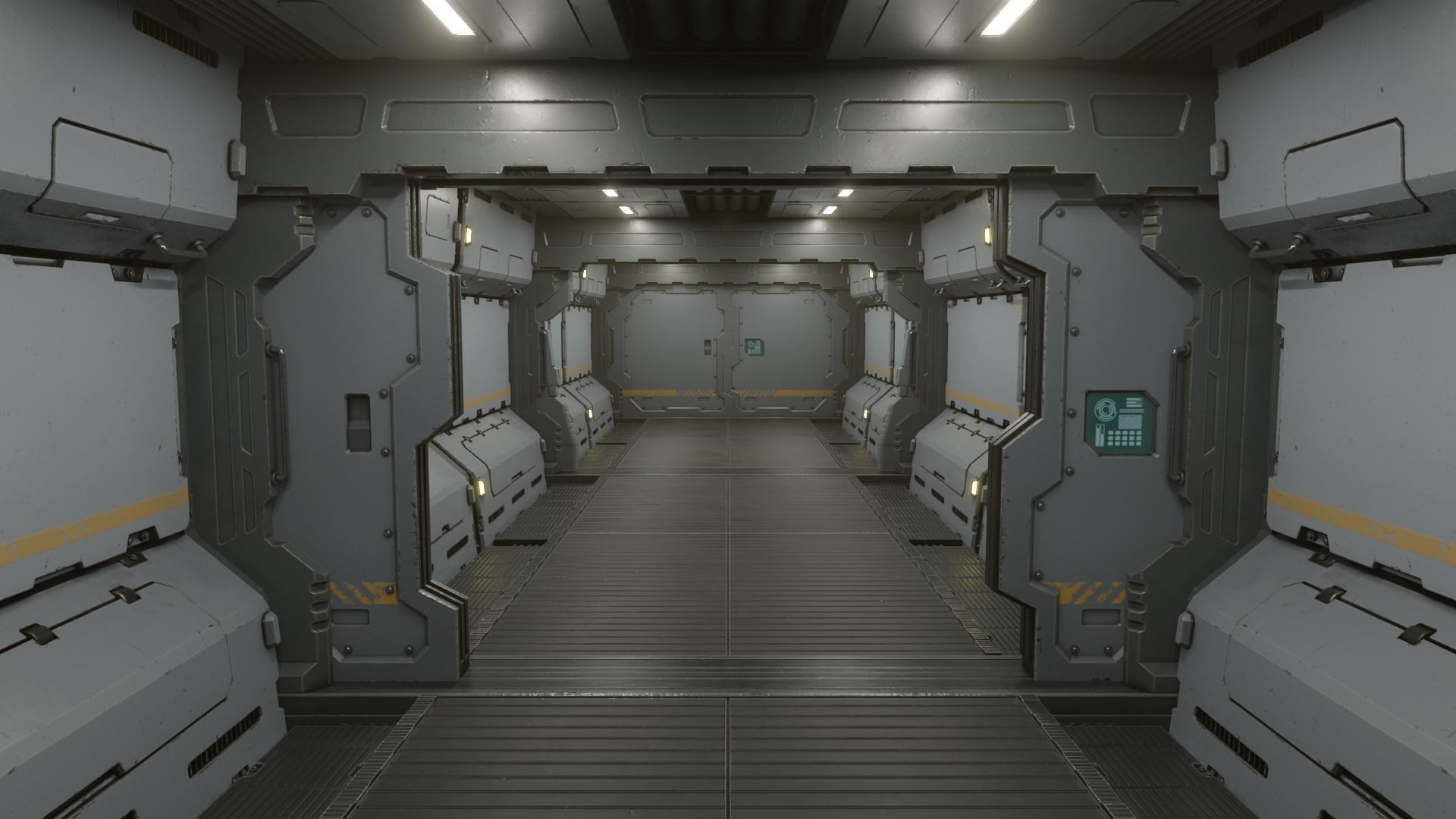 Sci-Fi Corridor 001 Concept Low-poly 3D model_9