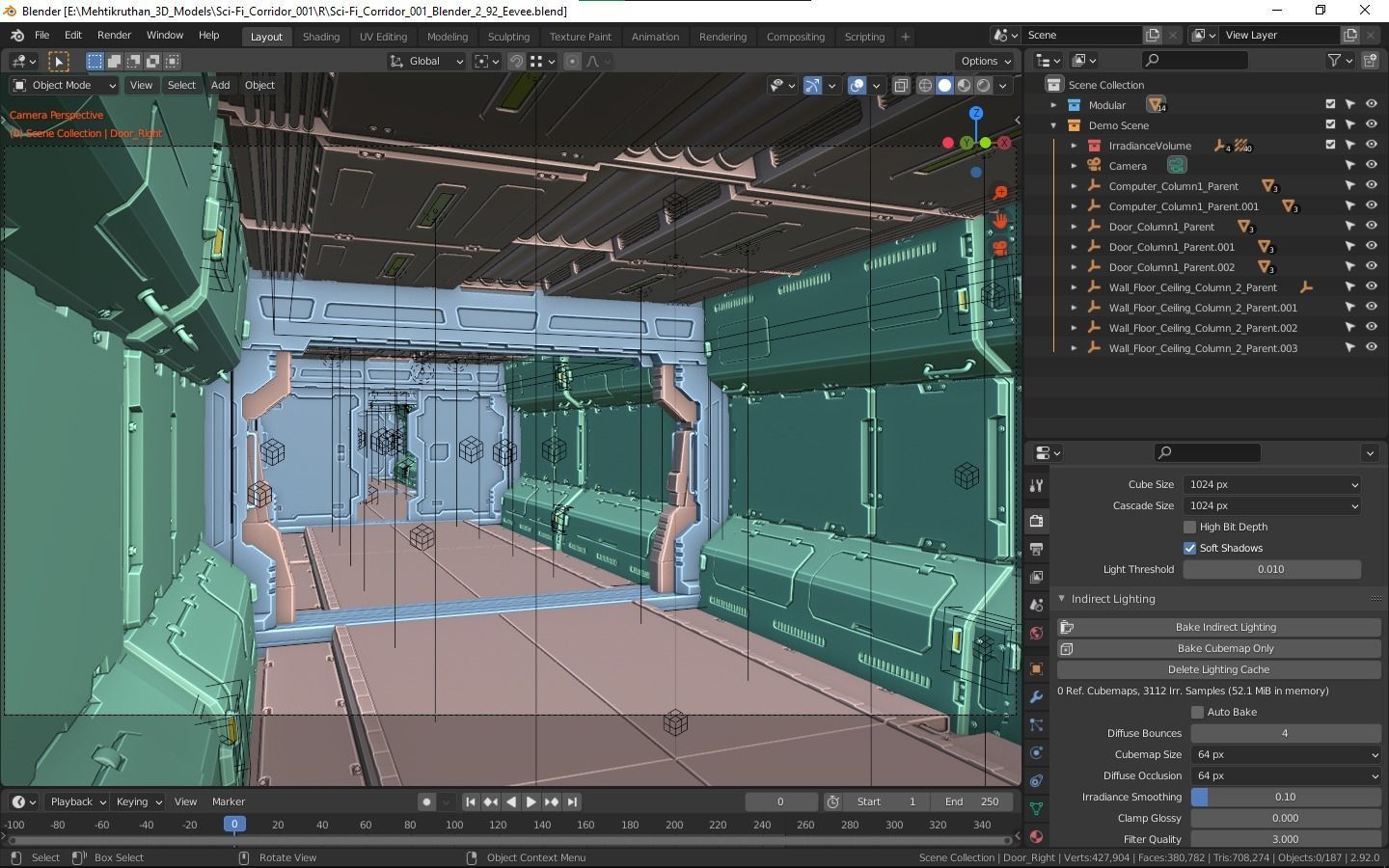 Sci-Fi Corridor 001 Concept Low-poly 3D model_18