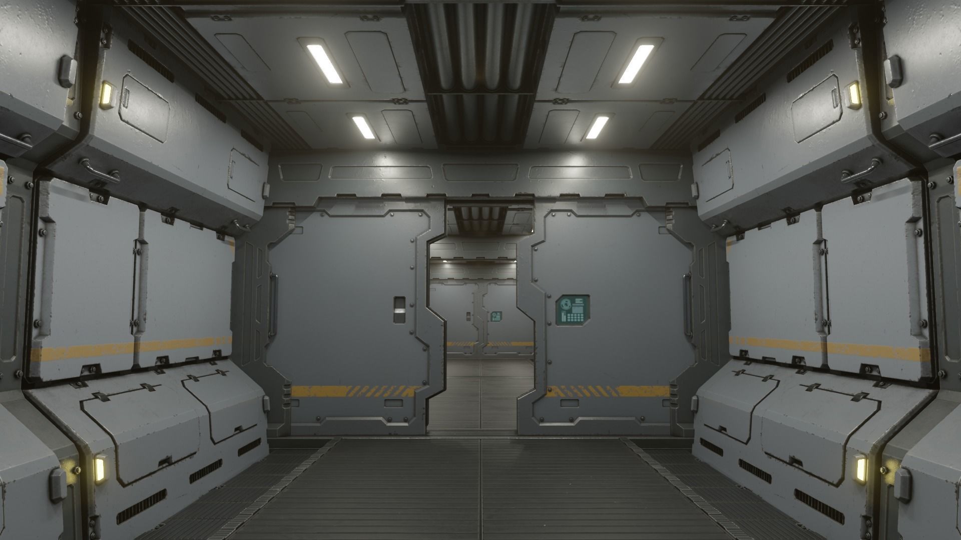 Sci-Fi Corridor 001 Concept Low-poly 3D model_6