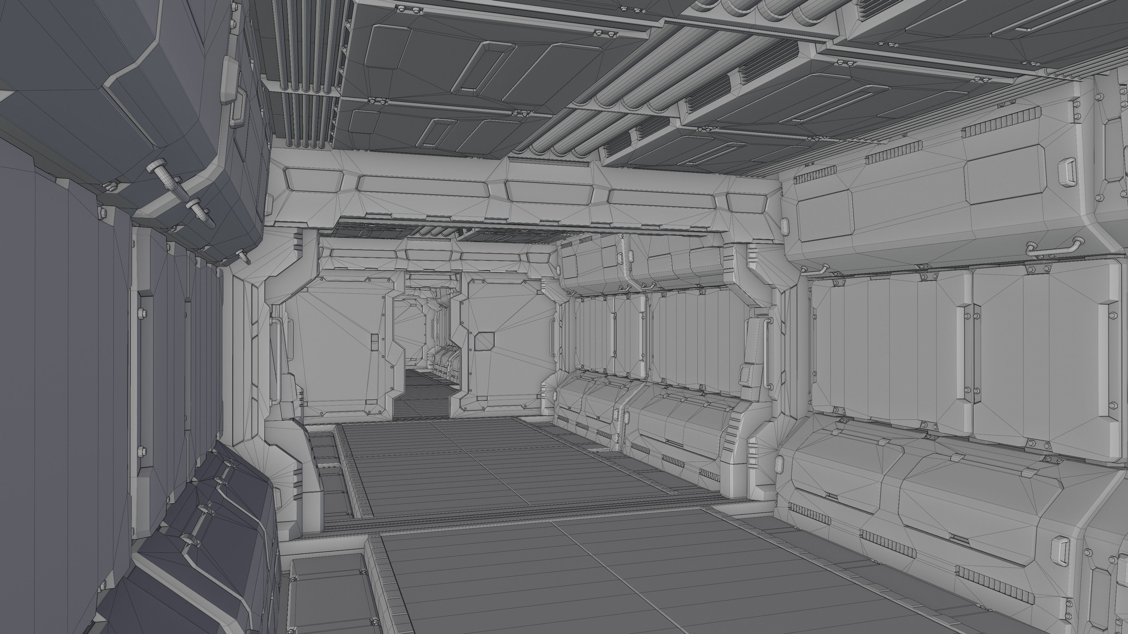 Sci-Fi Corridor 001 Concept Low-poly 3D model_14