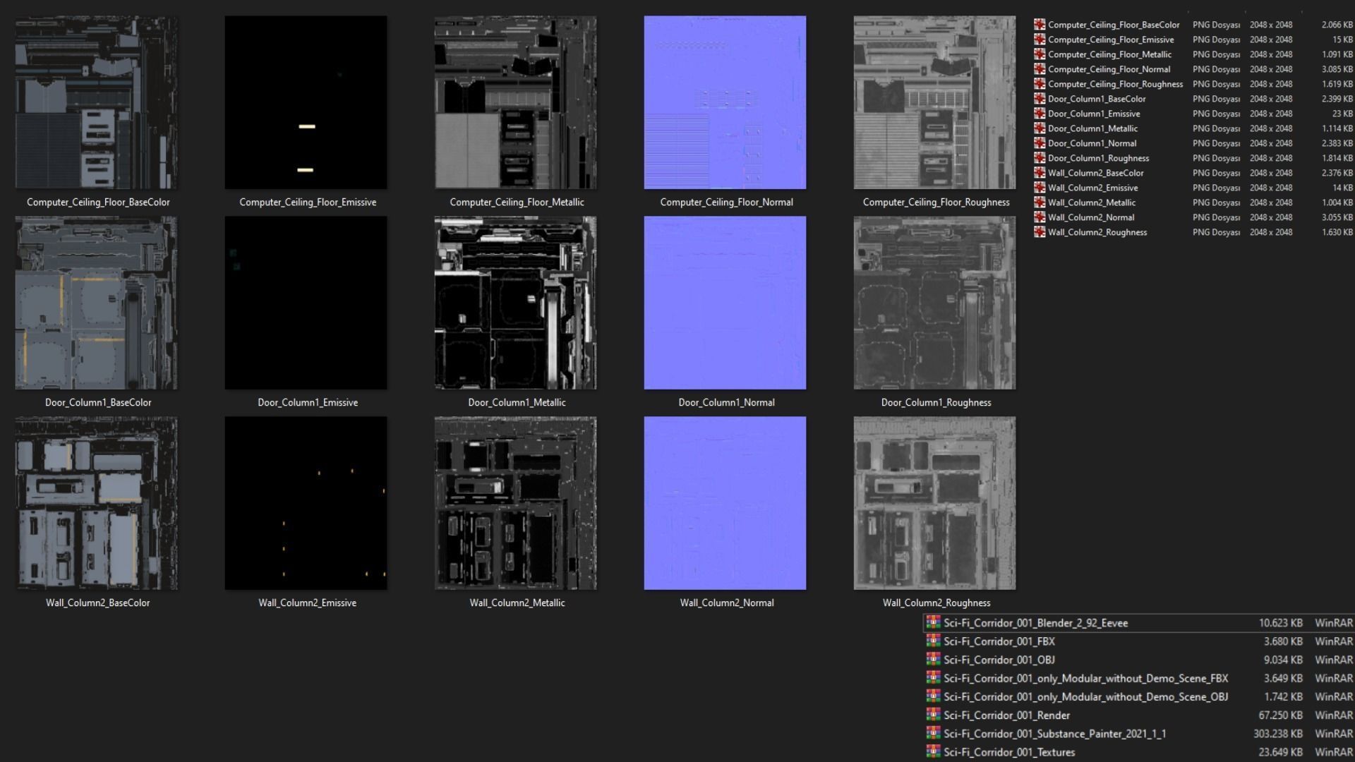Sci-Fi Corridor 001 Concept Low-poly 3D model_21