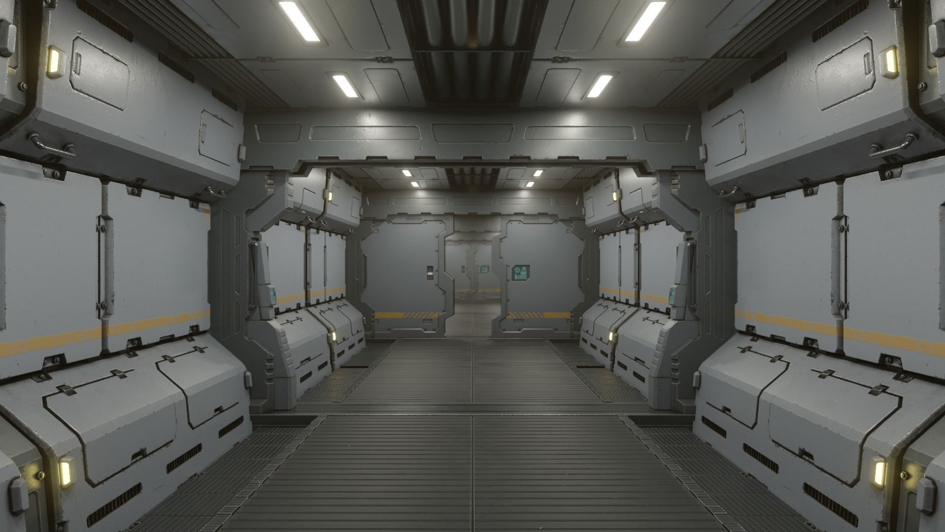 Sci-Fi Corridor 001 Concept Low-poly 3D model_4