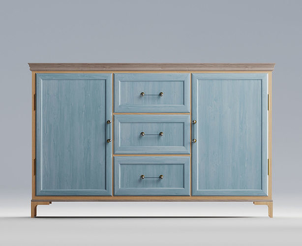 Tumba sideboard with three drawers Low-poly 3D model