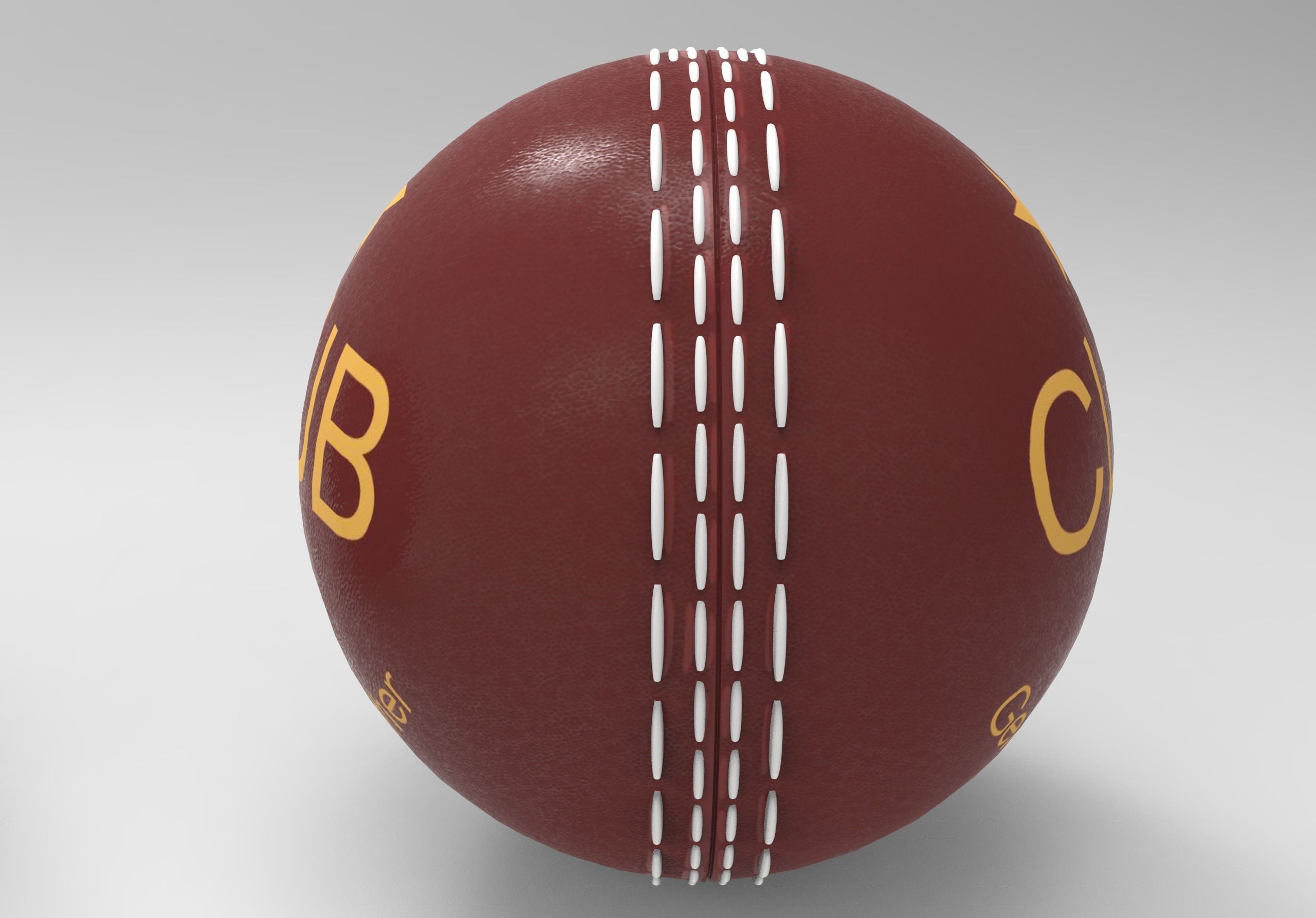 Cricket Leather Ball Low-poly 3D model_2