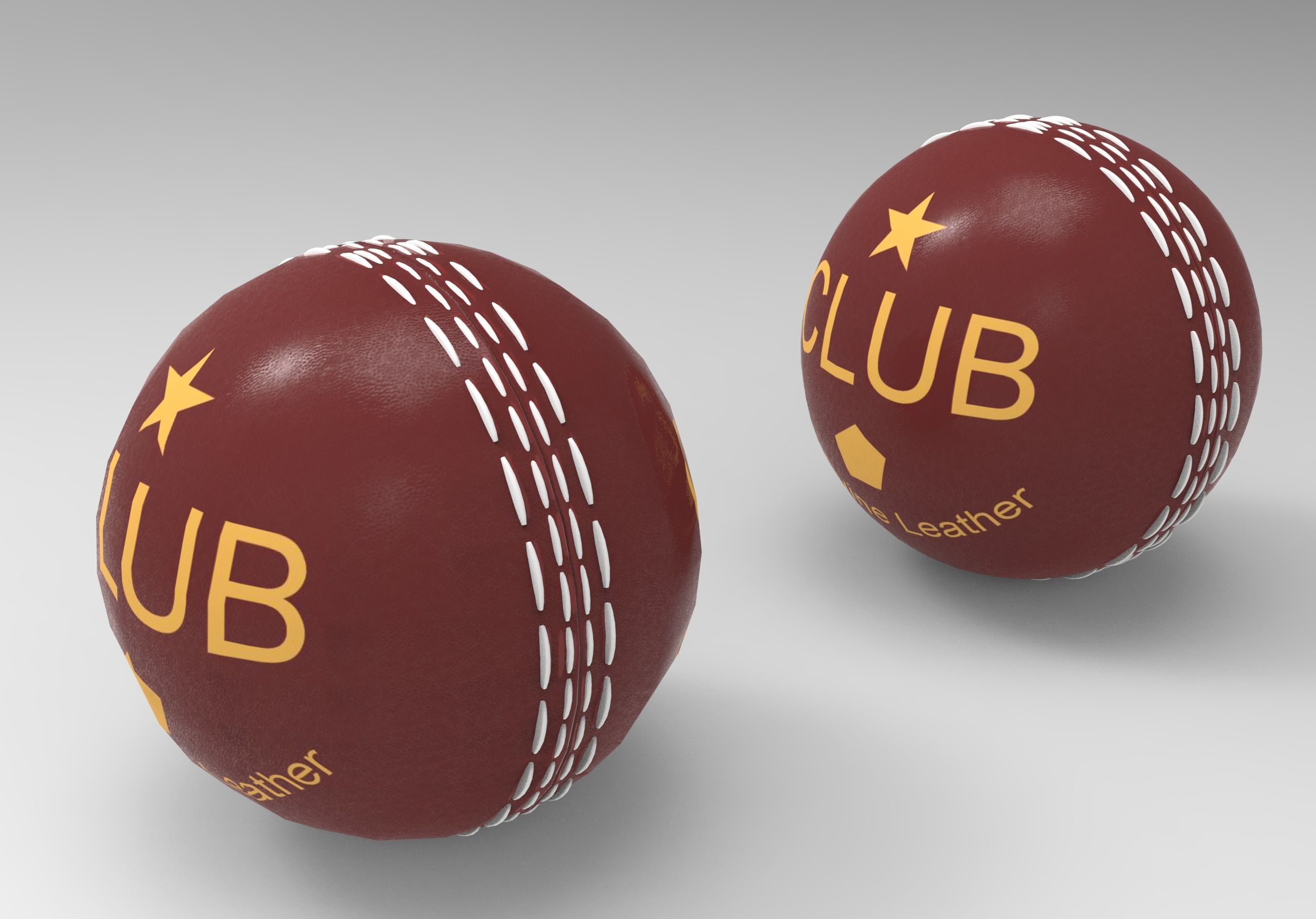 Cricket Leather Ball Low-poly 3D model_4